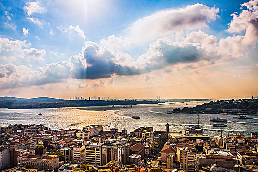 风景,加拉达塔,塔,博斯普鲁斯海峡,伊斯坦布尔
