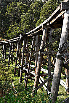 架柱桥,建造,铁路,线条,山脉,维多利亚,澳大利亚