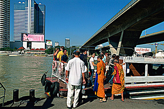 渡轮,码头,湄南河,曼谷