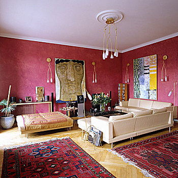 角,沙发,传统,客厅,现代,墙壁,天花板,灯