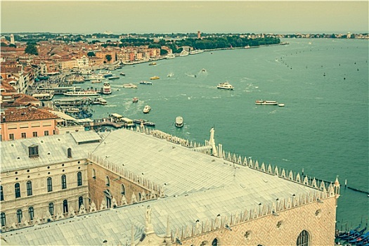 漂亮,风景,大运河,大教堂,圣马利亚,行礼,迟,晚间,兴趣,云,威尼斯,意大利