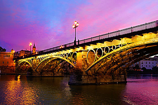 桥,塞维利亚,日落,安达卢西亚,西班牙