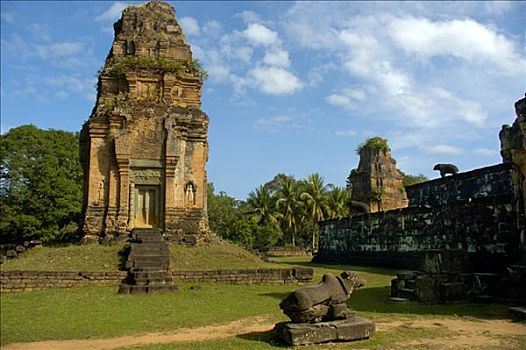 塔,砖,高棉,庙宇,吴哥,收获,柬埔寨