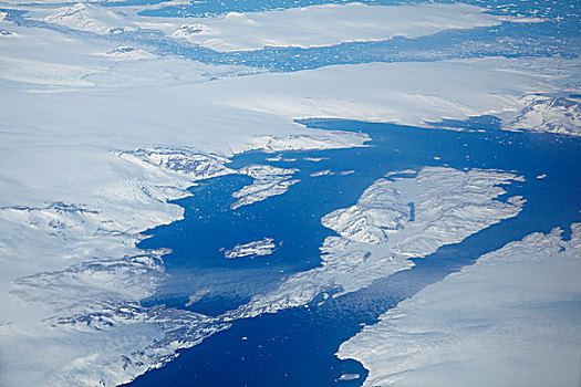 冰山,海岸线,格陵兰,俯视