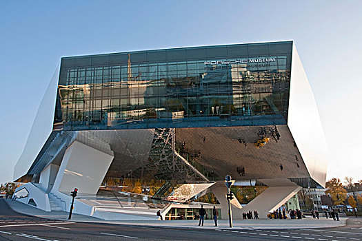保时捷,博物馆,现代建筑,开着,2009年,斯图加特,巴登符腾堡,德国,欧洲