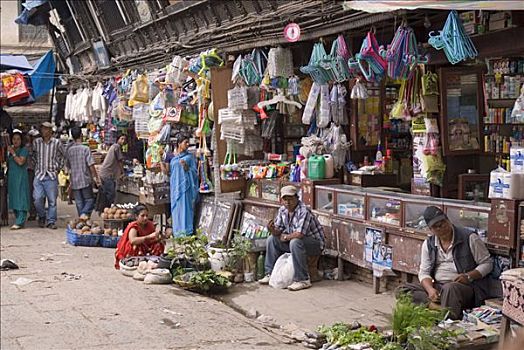 市场,摊亭,老城,加德满都,尼泊尔