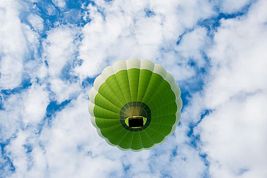 绿色,热气球,正面,蓝天,云,法国,欧洲