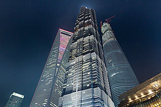 中国,上海,仰视,世界金融中心,金茂大厦,新,塔,施工