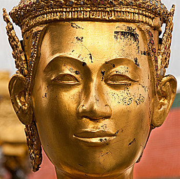 雕塑,脸,大皇宫,曼谷,泰国
