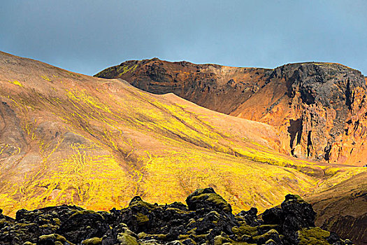 火山,早晨,亮光,南方,区域,冰岛,欧洲