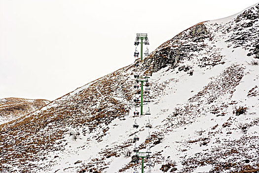 滑雪缆车,山丘,中心