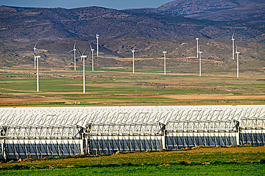太阳能电池板,风轮机,阿尔默里亚省,西班牙
