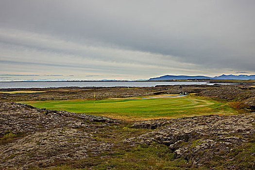 冰岛,高尔夫球场,雕刻,大,熔岩原