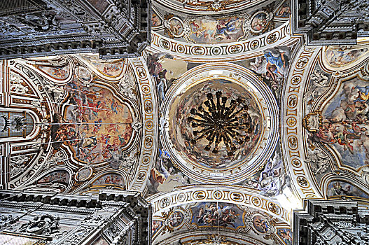 壁画,天花板,巴洛克式教堂,教会,巴勒莫,意大利