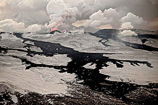 喷发,火山,堪察加半岛,俄罗斯