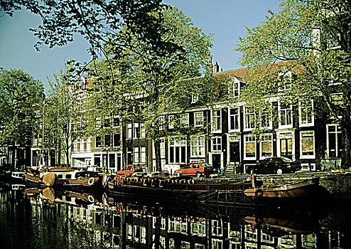 荷兰,阿姆斯特丹,船,运河,建筑