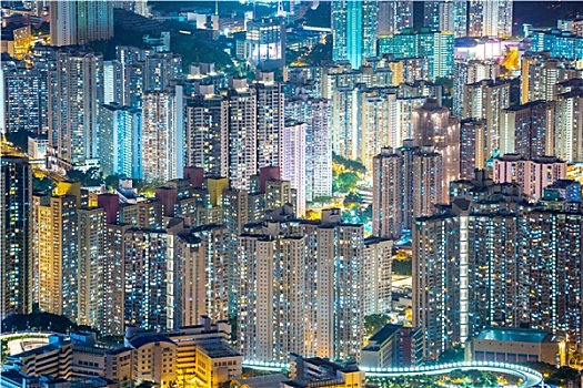 俯视,香港,住宅区