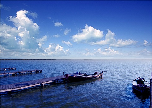 蓝色,船,湖,瓦伦西亚