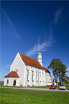 德国巴伐利亚施旺高镇小镇上的教堂