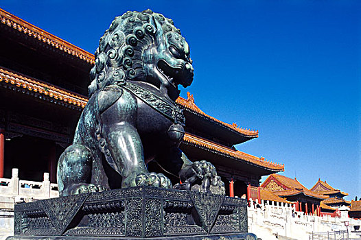 中国,北京,皇宫,故宫,监护,狮子