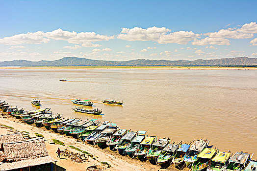 蒲甘,伊洛瓦底江,河,客船,船,老,曼德勒,区域,缅甸