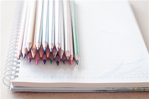 彩色,铅笔,蜡笔画,活页本