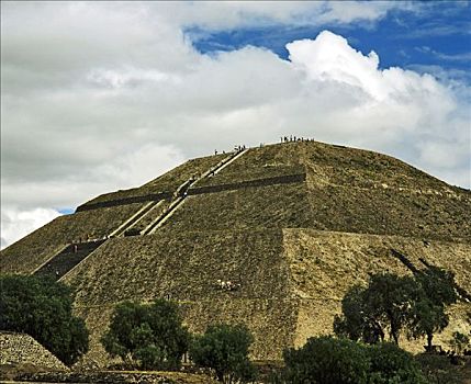 太阳金字塔,特奥蒂瓦坎,阿芝台克,文明,靠近,墨西哥城,墨西哥,中美洲