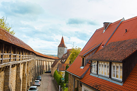 德国巴伐利亚罗腾堡童话镇城堡与城墙