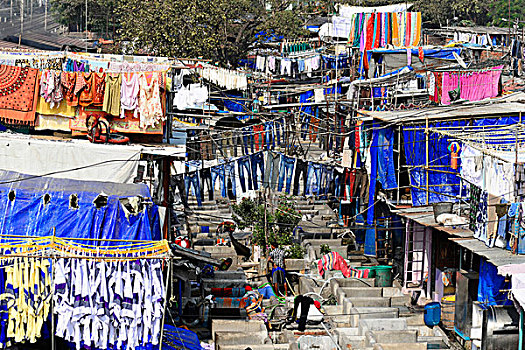 洗衣服,弄干,河边石梯,洗,区域,孟买,马哈拉施特拉邦,印度,亚洲