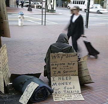 乞丐,金融区,旧金山,加利福尼亚,美国