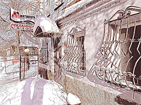 俄羅斯,小鎮,街景,插畫,Russia,town,streetscape,illustrations