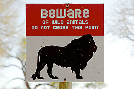 警告标识,野生动物,克鲁格国家公园,南非,非洲