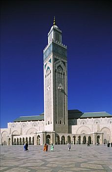 摩洛哥,卡萨布兰卡,哈桑二世清真寺,人,广场