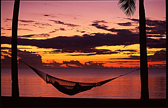 日落,岛屿,斐济