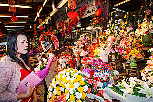 泰国,清迈,市场,花店