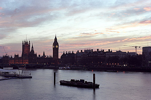 英格兰,伦敦,议会大厦,日落