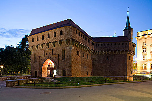 克拉科夫,15世纪,要塞,站立,城市,墙壁,波兰,东欧