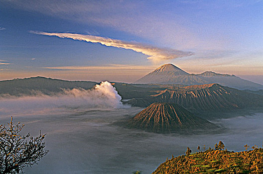 印度尼西亚,爪哇,火山,全视图,婆罗莫
