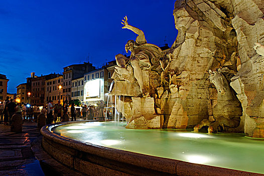 纳佛那广场,四河喷泉,罗马,意大利,欧洲