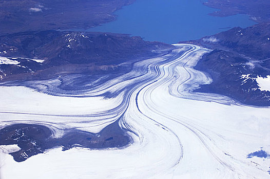 智利,安迪斯山脉,航拍,冰河,北方,托雷德裴恩国家公园,冰碛