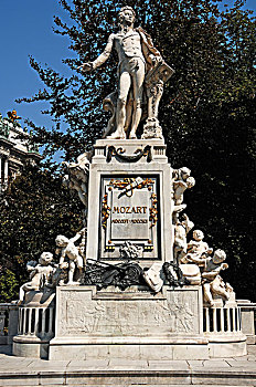 雕塑,莫扎特,公园,维也纳,奥地利,欧洲