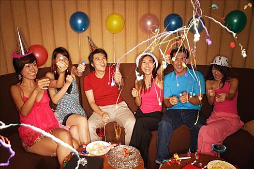 年轻人,庆贺,派对帽,气球