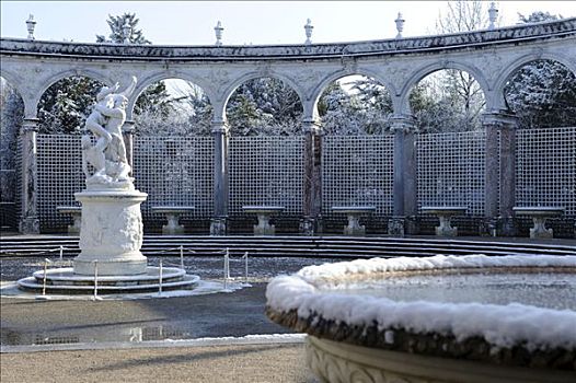 法国,伊夫利纳,凡尔赛宫,城堡,雕塑,公园,冬天