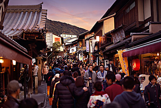 街道,忙碌,旅游,东山,京都
