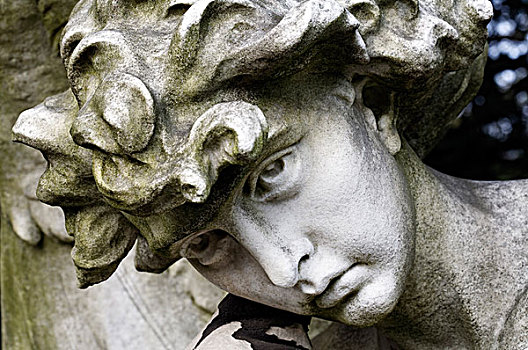 脸,悲恸,天使,历史,墓地,雕塑,画家,安德里亚,北莱茵-威斯特伐利亚,德国,欧洲