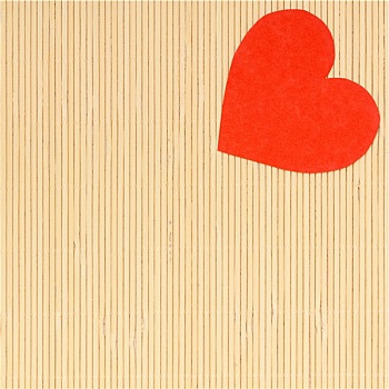 红色,心形,爱情象征,米色,竹垫,情人节
