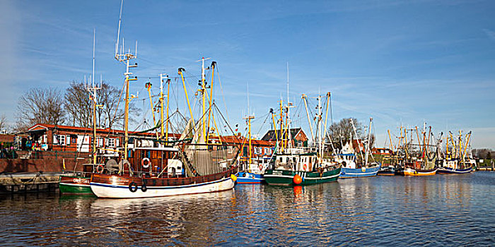 渔船,港口,东方,下萨克森,德国,欧洲