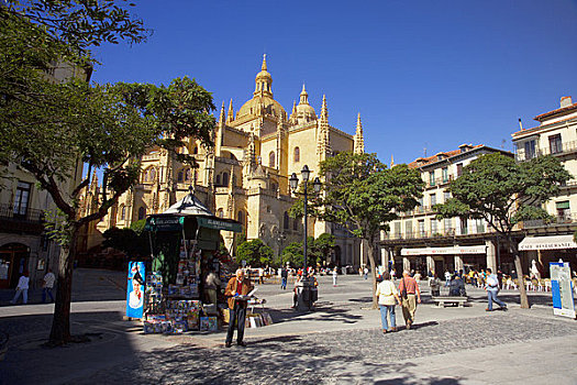 马约尔广场,大教堂,塞戈维亚,西班牙