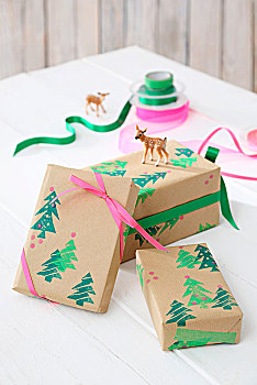 礼品包装,纸,圣诞树