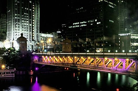 桥,城市,芝加哥河,芝加哥,伊利诺斯,美国